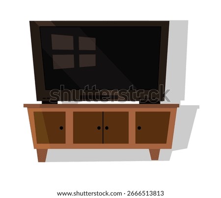 Cartoon Old Television Vector, Old Tv Illustration Design, wooden table, black, Vector