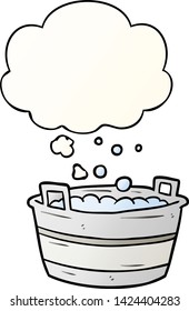 cartoon old tin bath with thought bubble in smooth gradient style