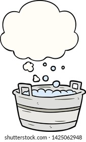 cartoon old tin bath with thought bubble