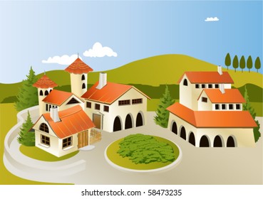 Cartoon old town