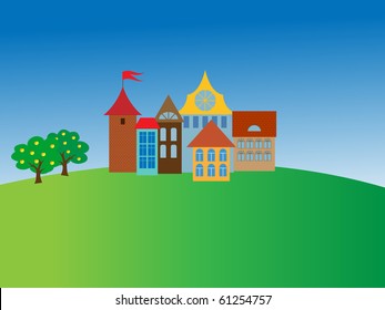 cartoon old town.vector illustration
