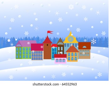 cartoon old town.vector illustration
