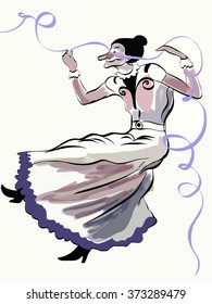 cartoon old woman in dance