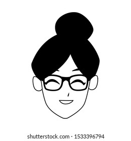 cartoon old woman smiling icon over white background, vector illustration