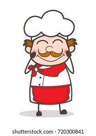 Cartoon Older Chef Blushing Face Vector Illustration