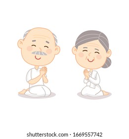 Cartoon Older Couple White Dress Vector Stock Vector (Royalty Free ...