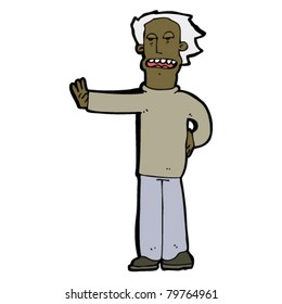 caricatura de un hombre mayor haciendo gestos para detener