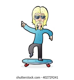 cartoon older man on skateboard