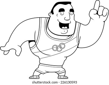 A cartoon Olympic athlete with an idea.