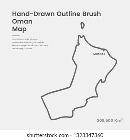 Cartoon Oman Map, Hand Drawn Oman Map, Doodle Oman Map Vector Outline Style Map Information