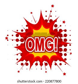 Cartoon OMG! on a white background. Vector illustration.