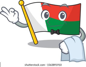 cartoon on the mascot flag madagascar waiter
