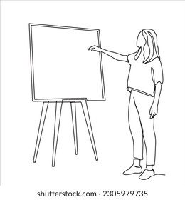 cartoon one  line business people explaining about business work staff hand drawn illustration vector