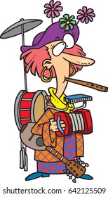 cartoon one woman band