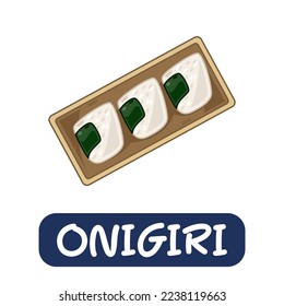 cartoon onigiri, japanese food vector isolated on white background
