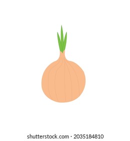 cartoon onion on green background