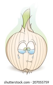 Cartoon onion on white background - vector illustration