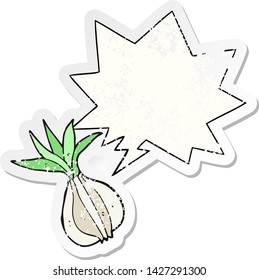 cartoon onion with speech bubble distressed distressed old sticker
