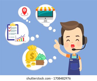Cartoon Online customer service  vector