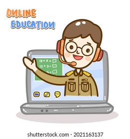 Cartoon for online education vector.