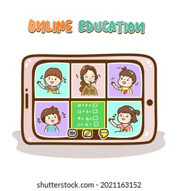 Caricatura para el vector de educación en línea.