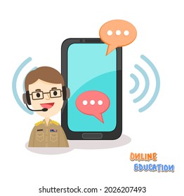 Cartoon for online education vector.