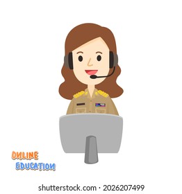 Cartoon for online education vector.