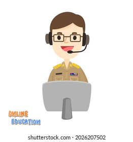 Cartoon for online education vector.