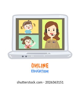 Cartoon for online education vector.