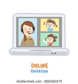 Cartoon for online education vector.
