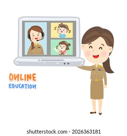 Cartoon for online education vector.