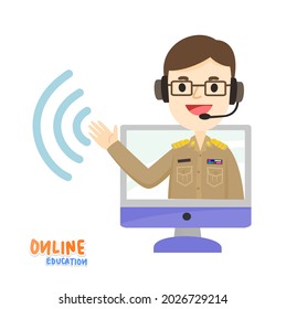 Cartoon for online education vector.