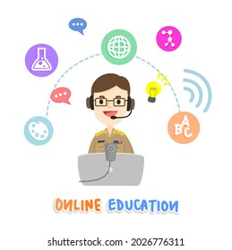 Cartoon for online education vector.