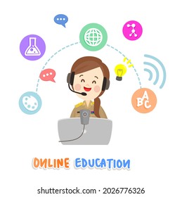 Cartoon for online education vector.