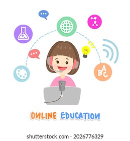 Cartoon for online education vector.