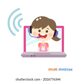 Caricatura para el vector de educación en línea.