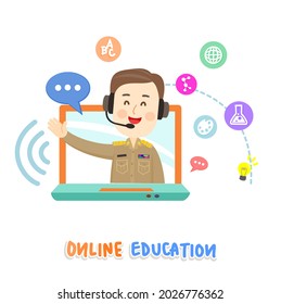 Cartoon for online education vector.
