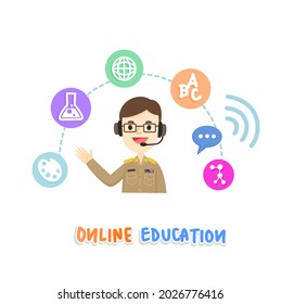 Cartoon for online education vector.