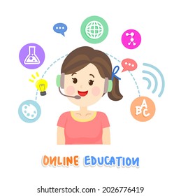 Cartoon for online education vector.