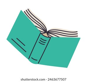 Caricatura de libro abierto. Diccionario, libro de texto de educación o enciclopedia, lectura, aprendizaje y libros de educación de Ilustración vectorial plana. Libro dibujado a mano