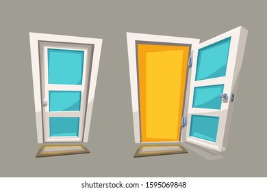 cartoon open and close doors