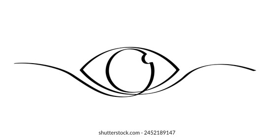 Cartoon open eye line pattern. human eye icon or logo. Smile eyes and look sign. eyelid, face  symbol. Emoji and looking. Vision eyes. Line drawing