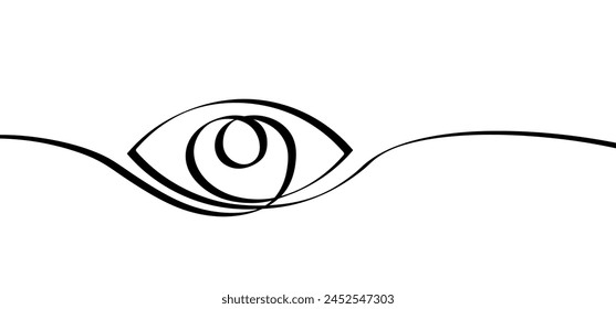 Cartoon open eye line pattern. human eye icon or logo. Smile eyes and look sign. eyelid, face  symbol. Emoji and looking. Vision eyes. Line drawing