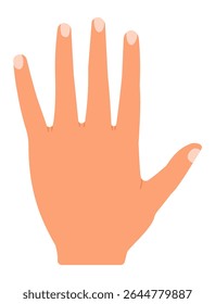 Cartoon open hand displaying five fingers against a white background, symbolizing the number five for counting, voting, greeting, or expressing communication gestures