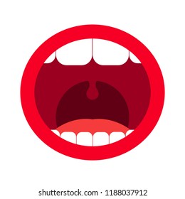 Cartoon open mouth with teeth. Vector illustration