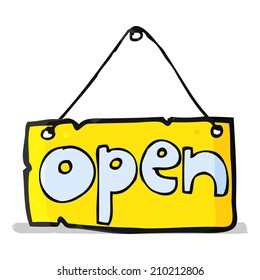 cartoon open shop sign