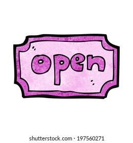 cartoon open sign