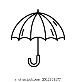 Cartoon opened umbrella line icon isolated on a white background.	