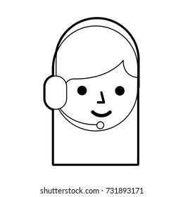 cartoon operator call center using headphones microphone