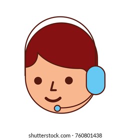 cartoon operator call center using headphones microphone